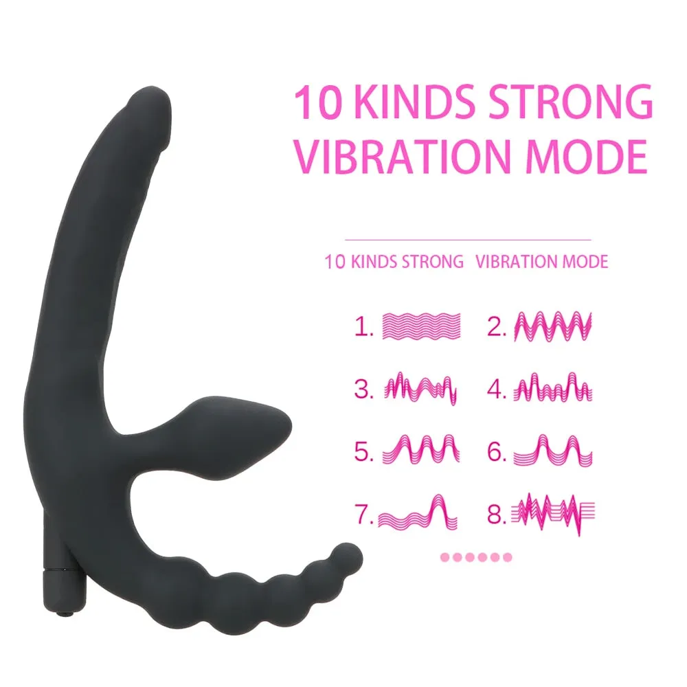 10 modes Anal Plug Prostate Massager And Vibrating Strap on Dildo