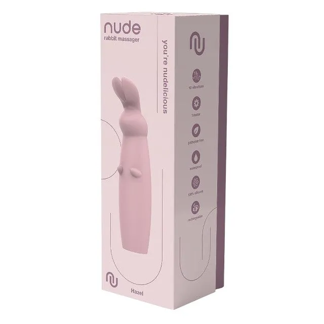 Aparat de masaj DREAMTOYS Nude Hazel Rabbit Massager. în formă de iepuraș. 10 funcții de vibrație. roz