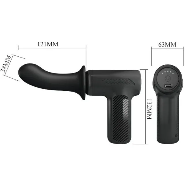 Aparat de masaj PRETTY LOVE DJ Doctor Massage Gun. pentru corp și zone intime. 5 funcții de penetrare automată. negru