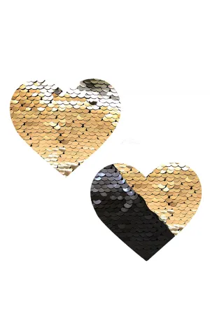 Athena Gold & Black Sequin I Heart U Pasties