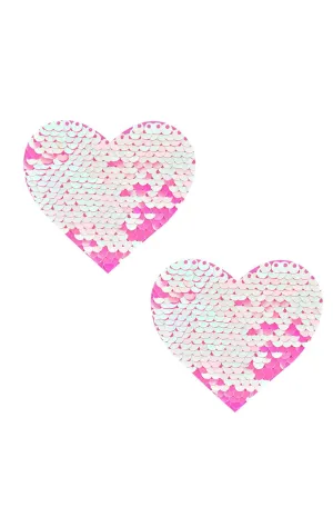 Aurora Light Pink Flip Sequin I Heart U Nipztix Pasties