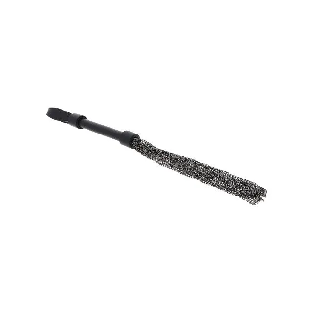 Bici din piele naturală HIDDEN DESIRE Chain Whip. cu lanțuri metalice. pentru jocuri erotice BDSM. culoare negru cu argintiu