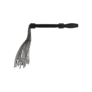 Bici din piele naturală HIDDEN DESIRE Chain Whip. cu lanțuri metalice. pentru jocuri erotice BDSM. culoare negru cu argintiu