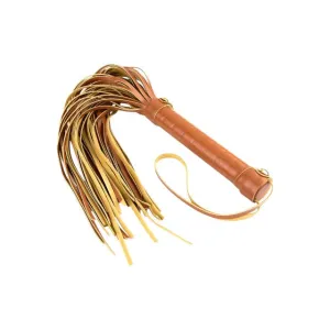 Bici DREAMTOYS Blaze Elite Flogger. pentru jocuri erotice. din piele ecologică. culoare maro coniac