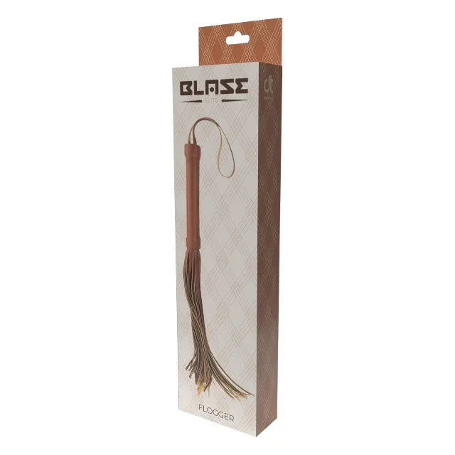 Bici DREAMTOYS Blaze Elite Flogger. pentru jocuri erotice. din piele ecologică. culoare maro coniac