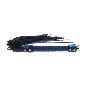 Bici OUCH! Flogger - Florence Collection. pentru jocuri erotice BDSM. cu design de piele de șarpe. culoare albastru