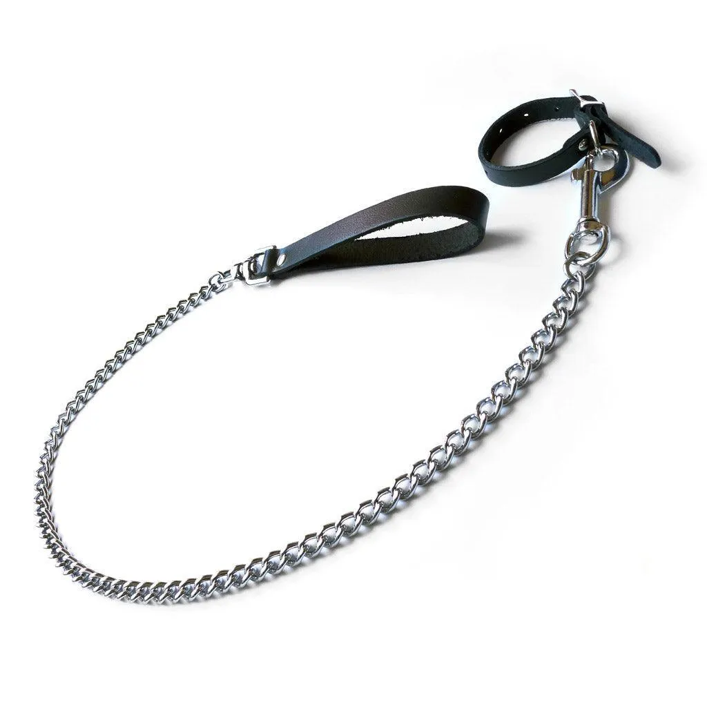 Buckling Cock Ring/Chain Leash Set