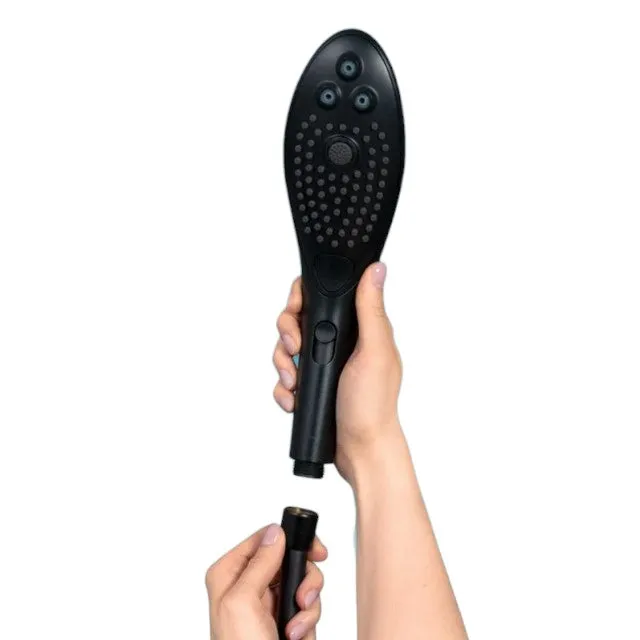 Cap de duș stimulator WOMANIZER Wave Black. pentru stimularea clitorisului. 3 tipuri de jet. 2 intensități. negru