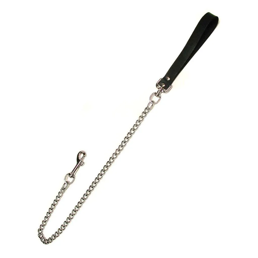 Chain Leash with Leather Handle