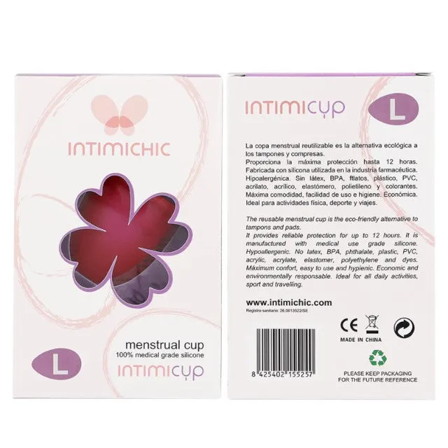 Cupă menstruală INTIMICHIC Intimicup. din silicon medical. protecție până la 12 ore. mărime L. roz