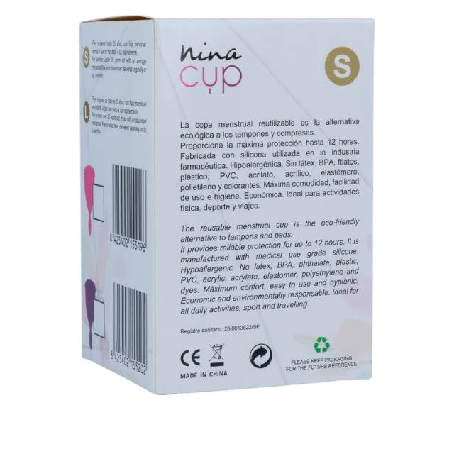 Cupă menstruală NINA KIKI Menstrual Cup S. din silicon medical. protecție până la 12 ore. mărime S. roz