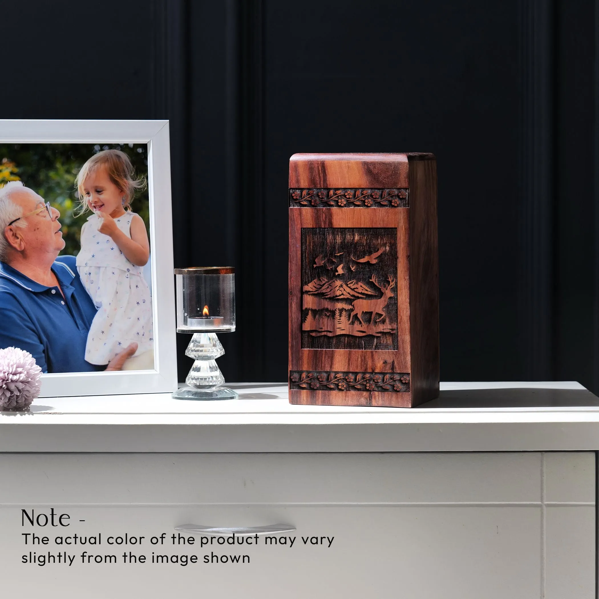 Deer Wood Urn: Large Funeral Cremation Adult Urn For Dad