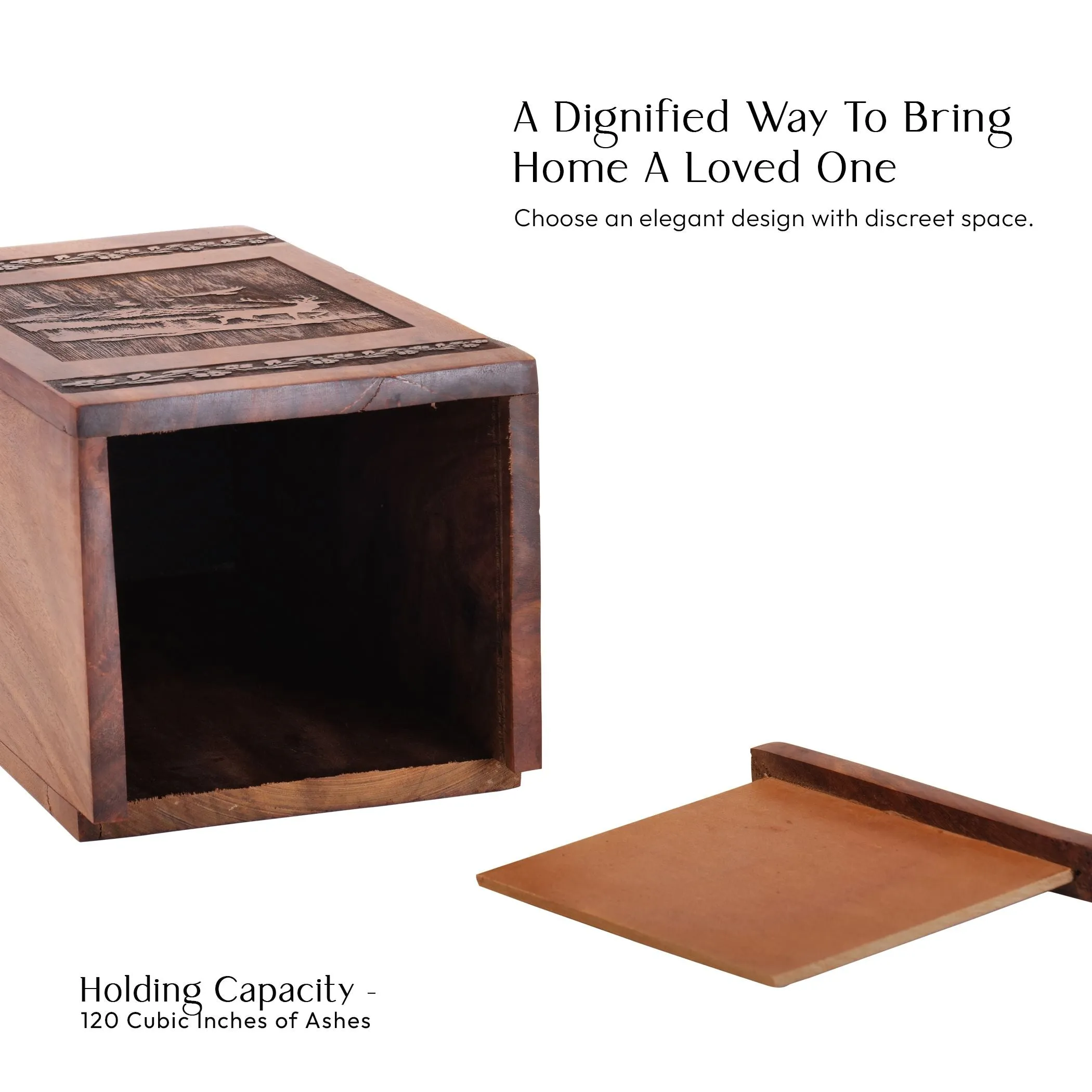 Deer Wood Urn: Large Funeral Cremation Adult Urn For Dad