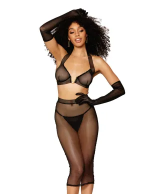 Dreamgirl Mesh Bra & Pencil Skirt Set