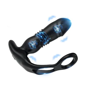 Dual Cock Ring Powerful Thrusting & Vibration Butt Plug
