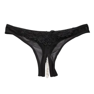 Erotic Lace G Thong | Open Crotch | Pearl Detail