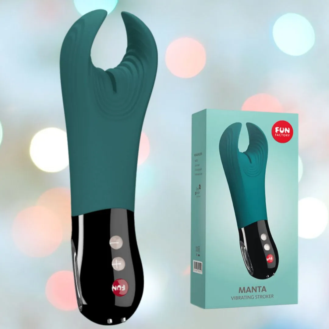 Fun Factory Manta Rechargeable Vibrating Male Stroker For Men - Deep Blue