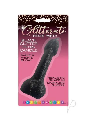 Glitterati Penis Candle Black Glitter