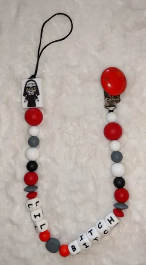 Halloween Lil Bitch Silicone Teether Pacifier Clip
