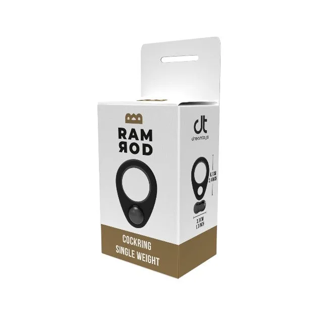 Inel pentru penis DREAMTOYS RAMROD Cockring Single Weight. cu bilă de oțel detașabilă. lungime 6.2 cm. din silicon. negru