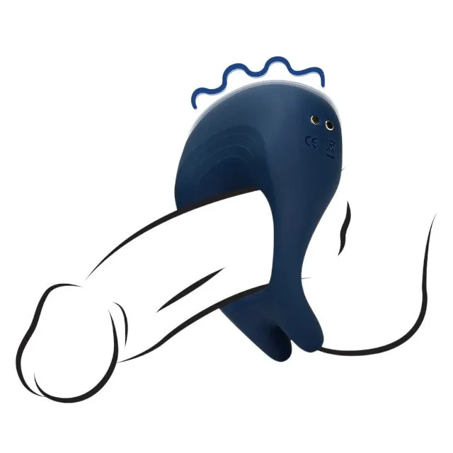 Inel vibrator pentru penis LOVELINE Pointed Cock Ring. 10 funcții de vibrație. din silicon moale. culoare albastru