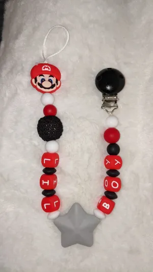 Lil Boy Video Game Silicone Teether Pacifier Clip