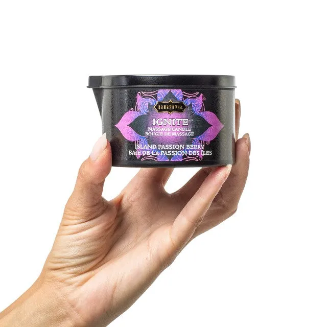 Lumânare pentru masaj KAMASUTRA Ignite Island Passion Berry. aromă de fructul pasiunii și fructe de pădure. 170 gr