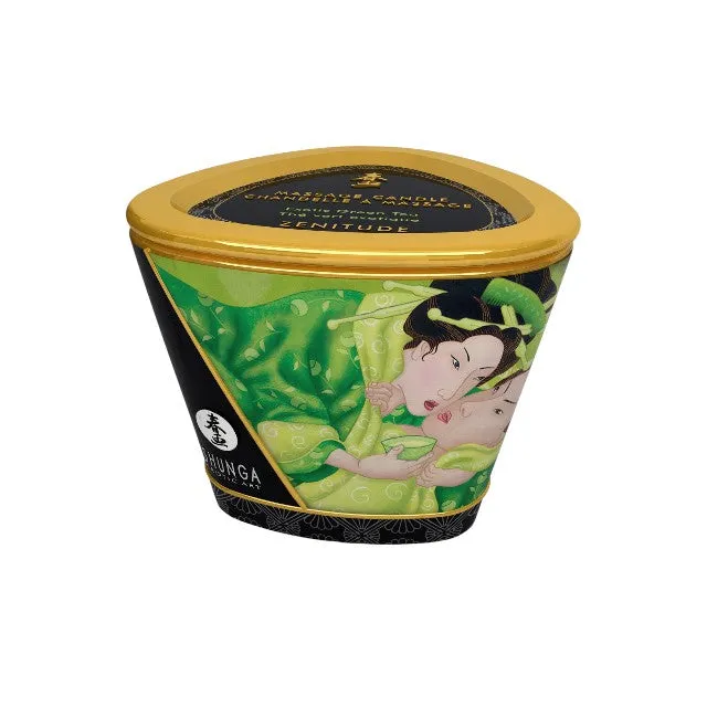 Lumânare pentru masaj SHUNGA Zenitude - Exotic Green Tea. cu uleiuri 100% naturale. cu aromă de ceai verde. 170 ml