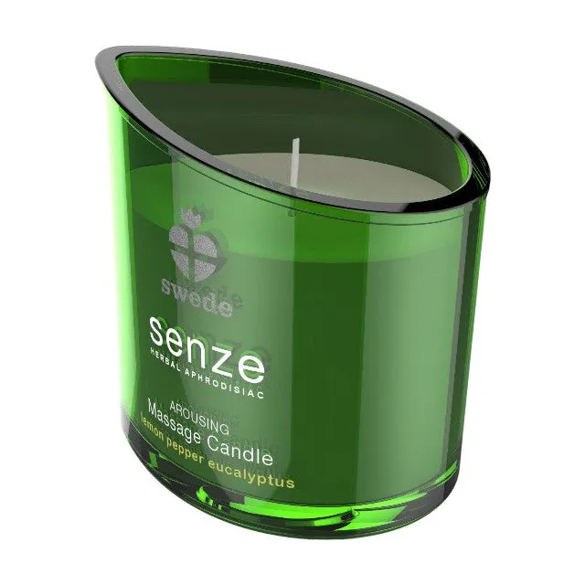 Lumânare pentru masaj SWEDE Senze Arousing. cu aromă de lămâie. piper și eucalipt. 50 ml (verde)