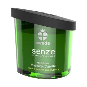 Lumânare pentru masaj SWEDE Senze Arousing. cu aromă de lămâie. piper și eucalipt. 50 ml (verde)