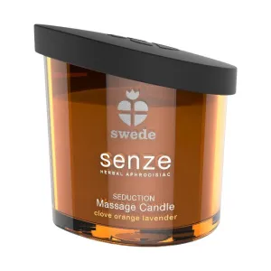 Lumânare pentru masaj SWEDE Senze Seduction. cu aromă de cuișoare. portocală și lavandă. 50 ml (portocaliu)