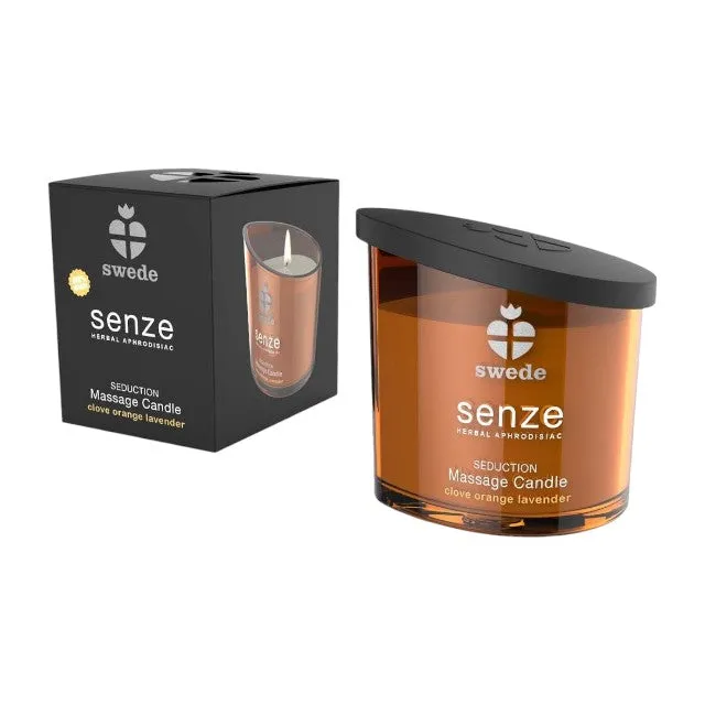 Lumânare pentru masaj SWEDE Senze Seduction. cu aromă de cuișoare. portocală și lavandă. 50 ml (portocaliu)