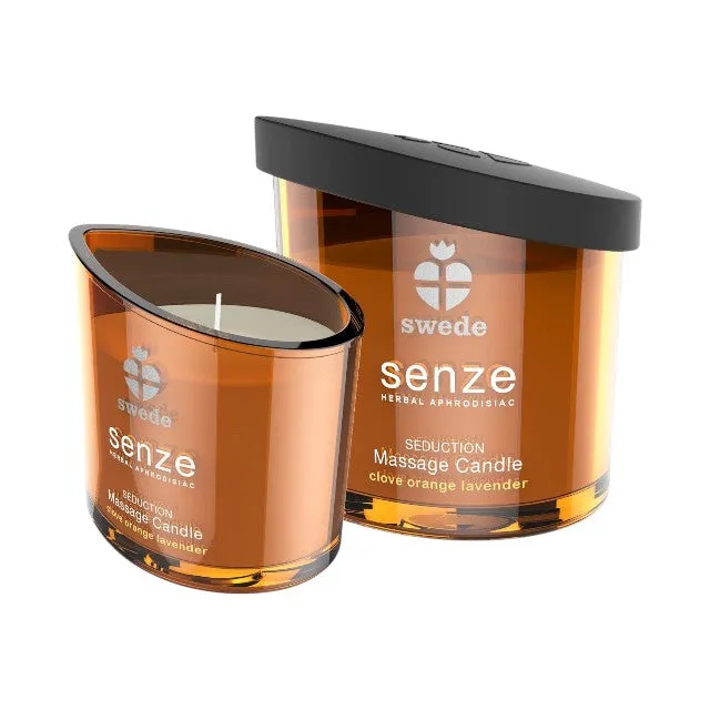 Lumânare pentru masaj SWEDE Senze Seduction. cu aromă de cuișoare. portocală și lavandă. 50 ml (portocaliu)