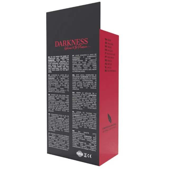 Mască DARKNESS Straight Black Soft Mask. pentru jocuri erotice în cuplu. din satin. cu bandă elastică reglabilă. negru