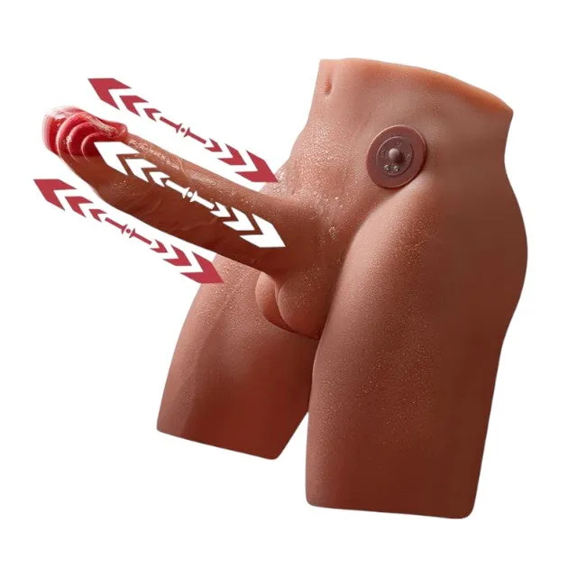 Masturbator anal gay SHEQU Jason. torso cu dildo atașat de 17 cm. funcție de penetrare automată. 7 funcții de vibrație