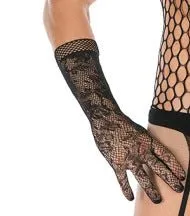 Men's Open Style Tempt High Elastic Jacquard One-piece Net with Lace Glove Set