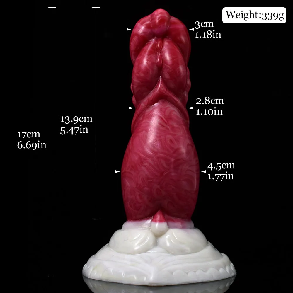 Monster Big Belly Glossy Swirly Patterns Silicone Dildo With Suction Cup