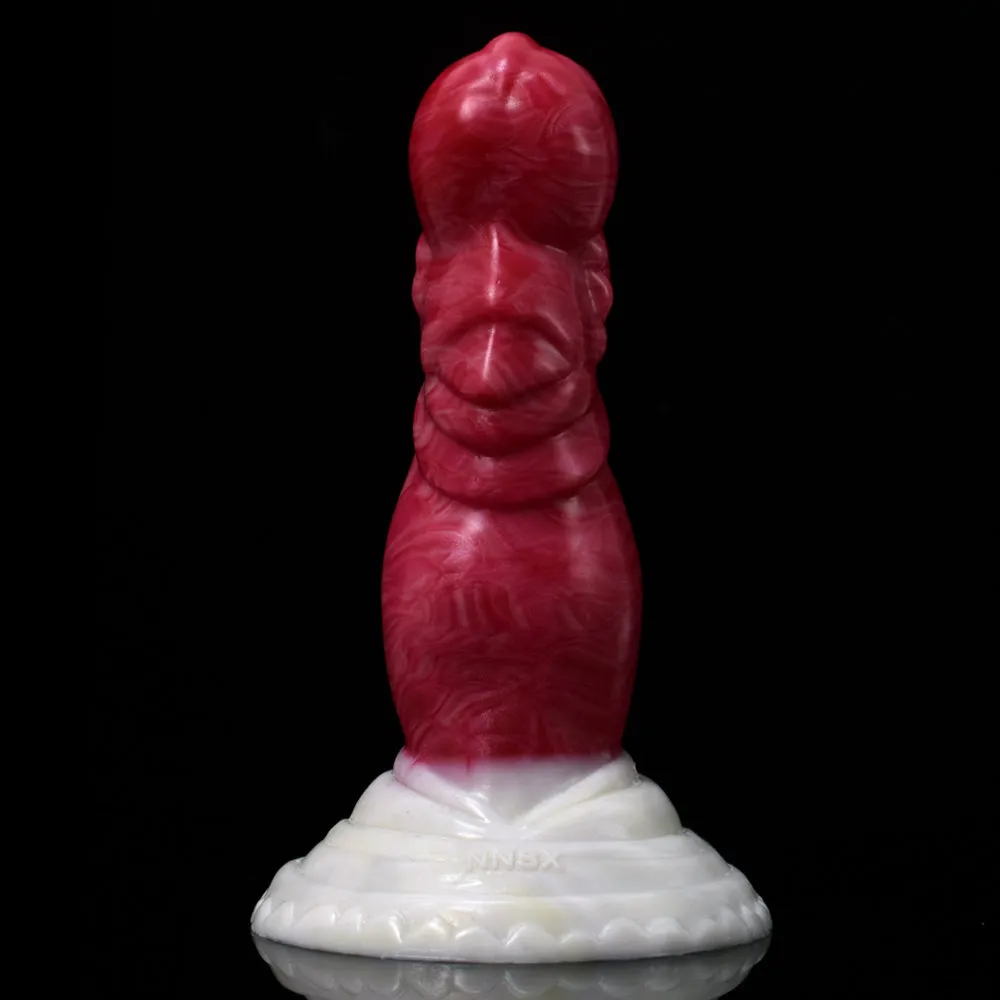 Monster Big Belly Glossy Swirly Patterns Silicone Dildo With Suction Cup