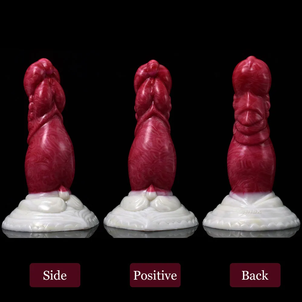 Monster Big Belly Glossy Swirly Patterns Silicone Dildo With Suction Cup
