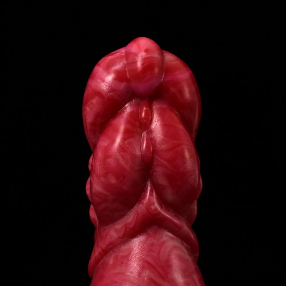 Monster Big Belly Glossy Swirly Patterns Silicone Dildo With Suction Cup