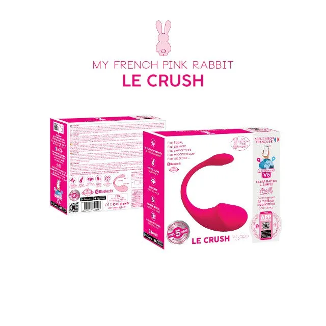 Ou vibrator LE CRUSH V5 App. pentru stimularea punctului G. control prin aplicație. 10 funcții de vibrație. rezistent la apă. roz