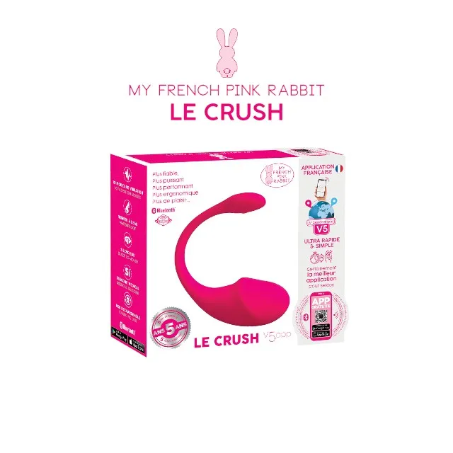Ou vibrator LE CRUSH V5 App. pentru stimularea punctului G. control prin aplicație. 10 funcții de vibrație. rezistent la apă. roz