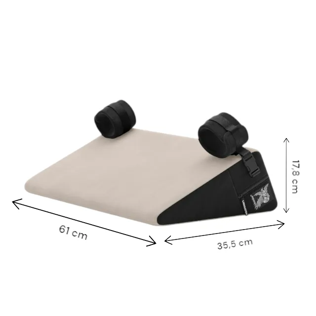 Pernă de sex LIBERATOR Bondage Wedge. mobilier pentru jocuri erotice BDSM. design ergonomic cu cătușe detașabile. culoare crem