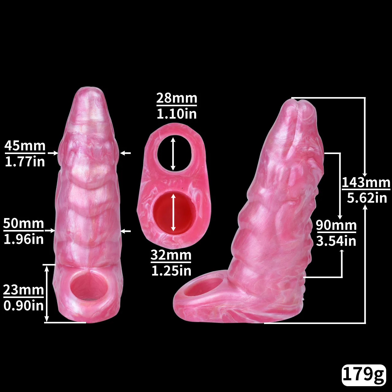Pink Fantasy Cock Sleeve Sheath Extender - Dragon Dildo Cocksleeve Penis Extension