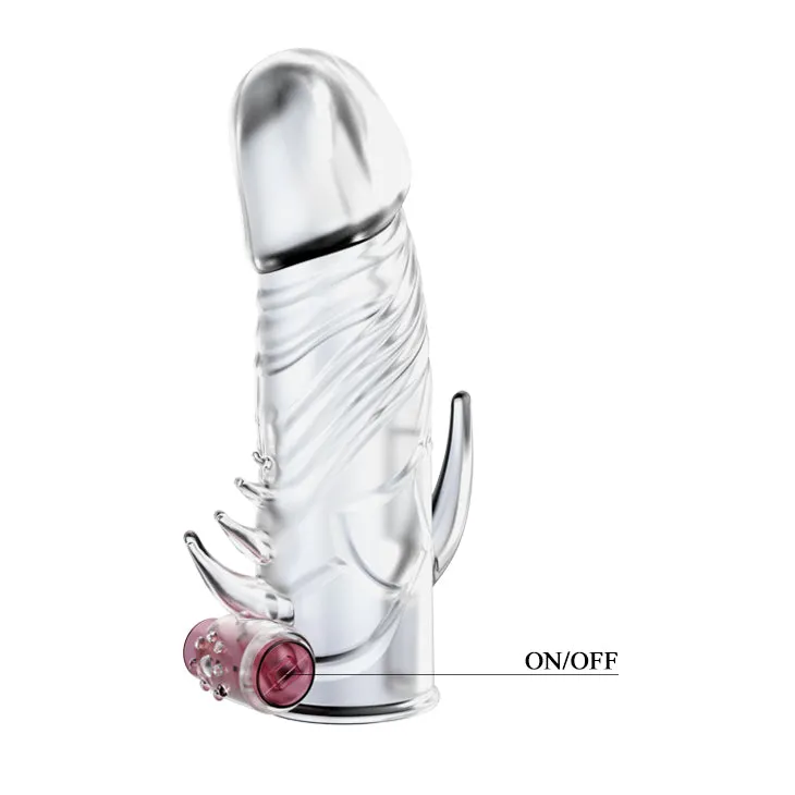 Powerful Vibrating Crystal Penis Sleeve L:13cm - D:3.6cm Male Delay Soft Silicone Penis Vibrating Sleeve Condom Enlargement Extender Reusable Condoms Extension Sleeve Adult Toy For Men