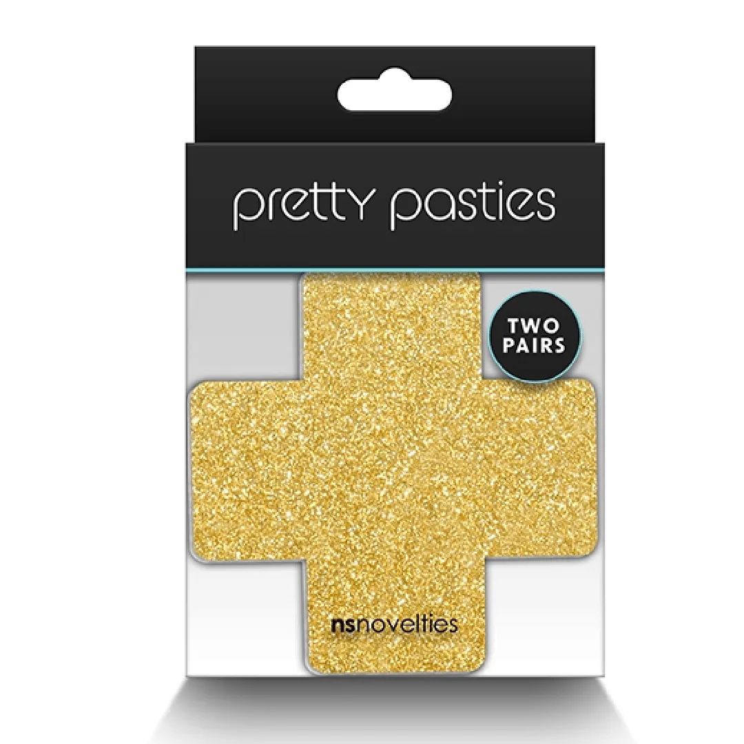 Pretty Pasties Black and Gold Glitter Crosses - Set of 2