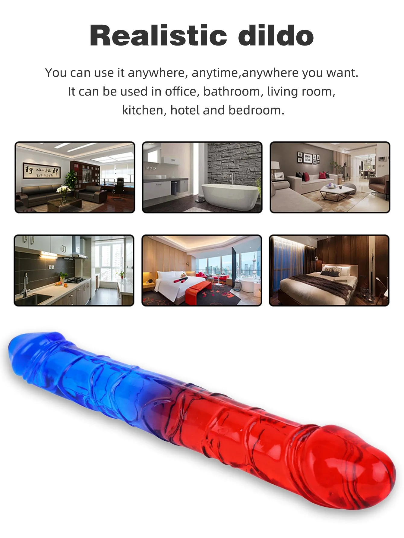 Rainbow Double Sided Dildo - 12 inch Silicone Realistic Anal Dildo Couple Sex Toys