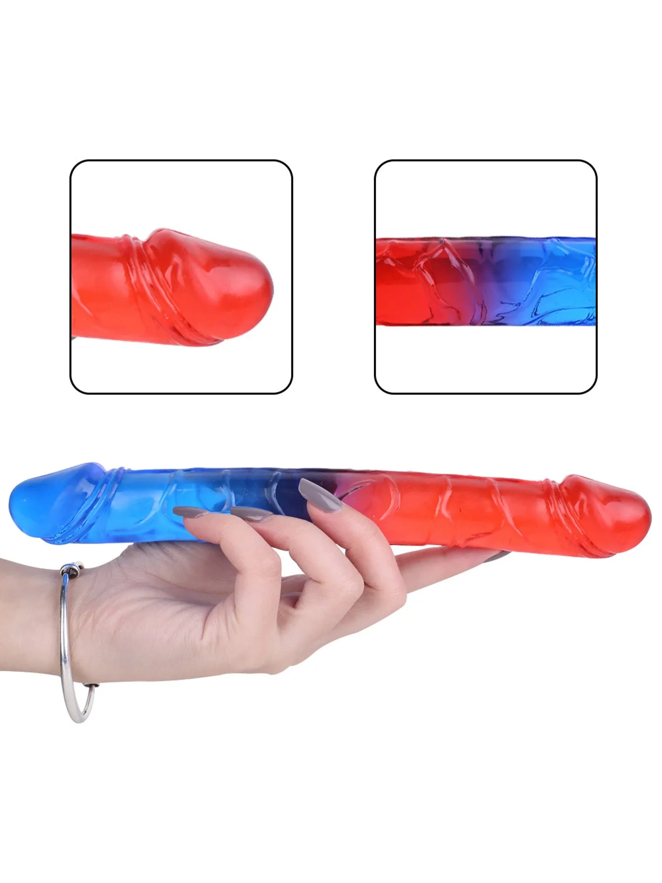 Rainbow Double Sided Dildo - 12 inch Silicone Realistic Anal Dildo Couple Sex Toys