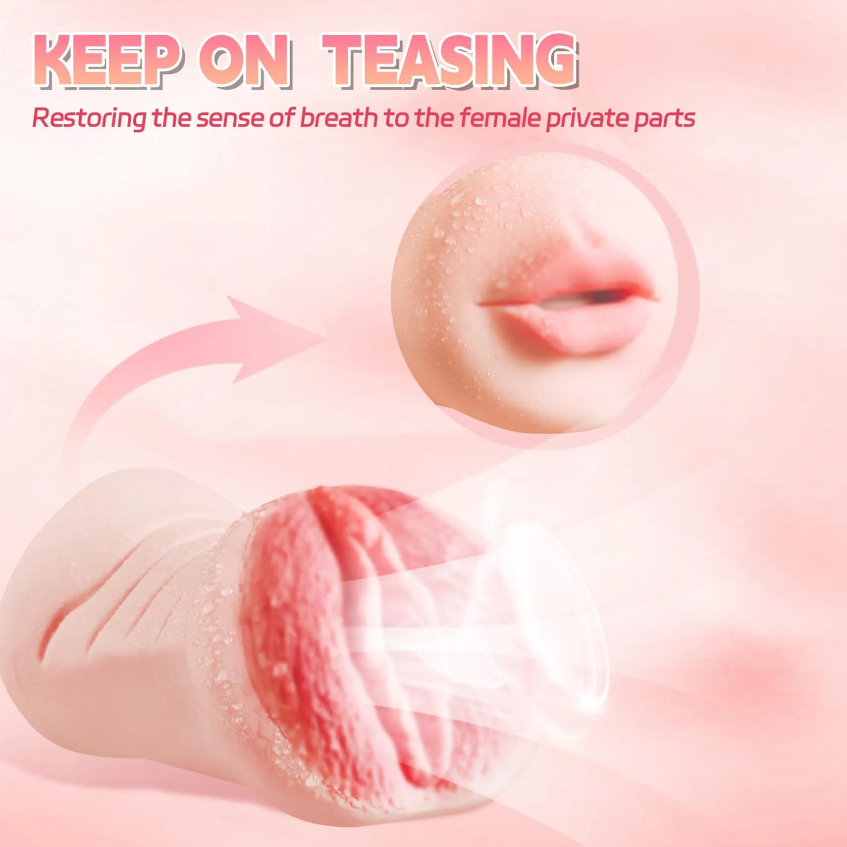 Realistic Pocket Pussy Male Masturbator - 2-in-1 Big Labia Vaginal Sex Oral Sucking Penis Massage