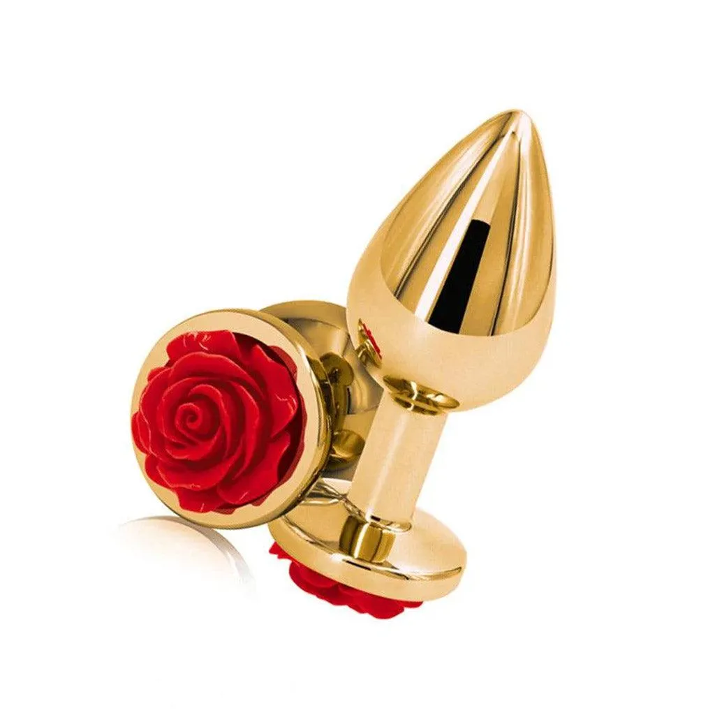 Red Rose Butt Plug. Gold